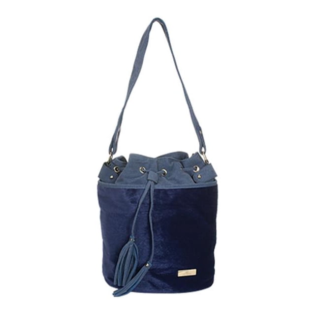 Aryana Adi-12-Bl Chic Bleu à Cordon Style Seau Fermeture Éclair Sac à Main pour Femmes