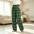 thumbnail image 2 of YUANxueke Plaid Pants for Girls Boys Elastic Waist Straight Leg Comfy Pants with Pockets,Army Green,4-5 Years, 2 of 6