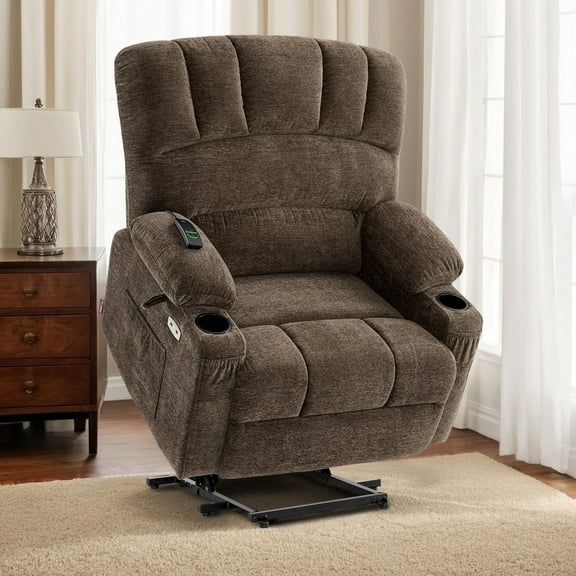 MCombo 27.2'' Extra-Wide Seat Oversized Power Lift Recliner for Big Tall, Fabric(Large-Wide, Coffee)