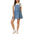 thumbnail image 1 of Vestido mini overall lindo con tirantes ajustables para mujer, 3XL, azul con corazones, 1 of 7