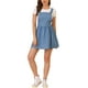 thumbnail image 1 of Vestido mini overall lindo para mujer con tirantes ajustables en color azul con corazones, 1 of 8