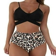 thumbnail image 1 of Female Two-Piece Bathing Suit  Spaghetti Strap Bikini Tops Leopard Print Bikini Panties Swimsuits Yellow L, 1 of 6