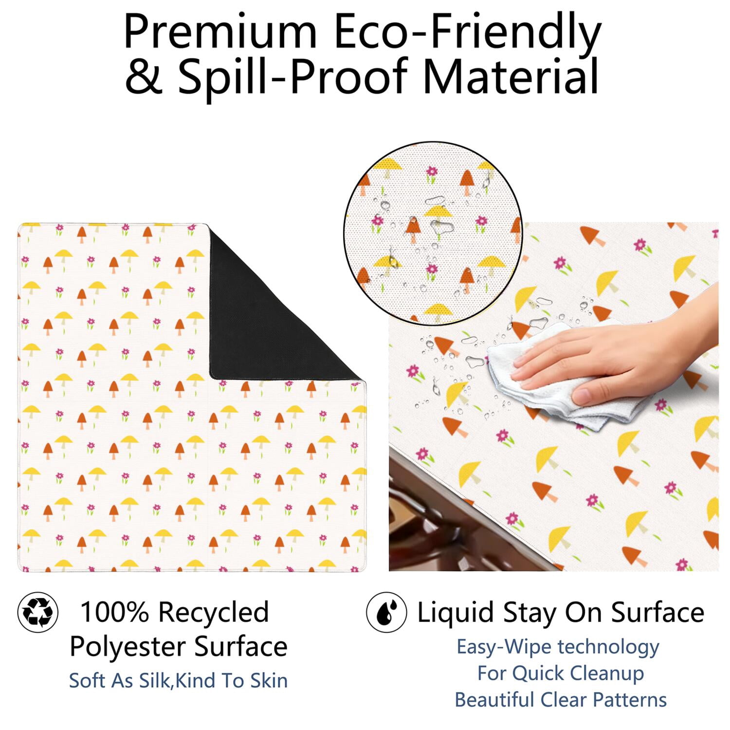 Large Square Plants Style Mat 31.5x31.5 Inches Made of High Quality Rubber with Anti-Slip Properties and Noise Reducing Technology for Card Games