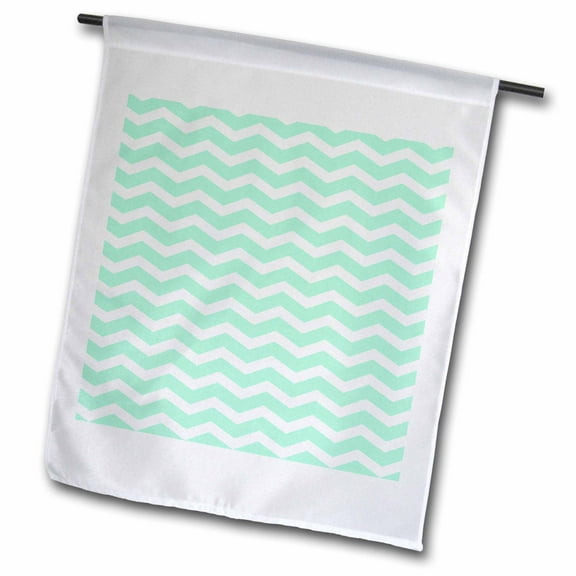 3dRose, Mint Green and White Chevron Zig Zag Stripes Pattern Retro and Stylish, 12 x 18 inch Garden Flag