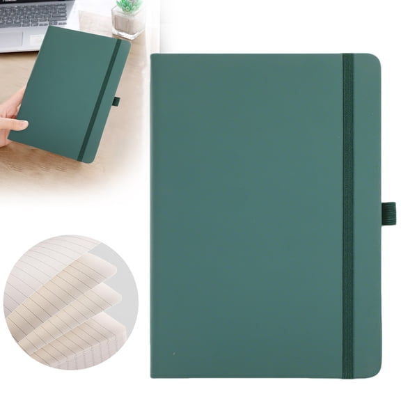 A5 Hardcover Lined Notebook Journal, Dark Green, 1 Count, 200 Pages, Lined Paper, Elastic Closure, Ribbon Bookmark, Inner Pocket, Hardcover Notebook for Office Home Writing