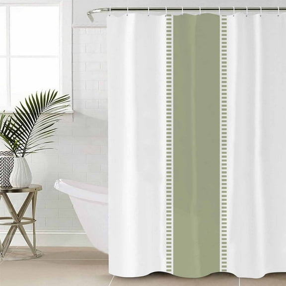 Sage Green Stripes, Bathroom Curtain 78 Inch Shower Curtain with Hooks, Geometric Pure Solid Color Waterproof Polyester Bath Curtain Washable Bathtub Curtain 54''x 78''