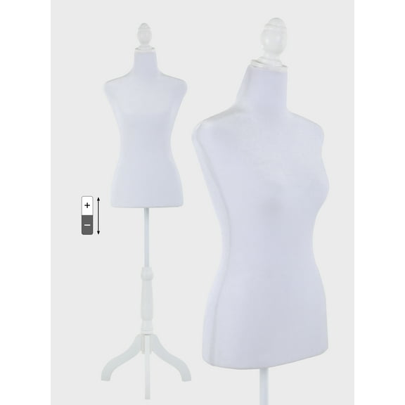 CL.HPAHKL Female Mannequin Torso Manikin Dress Form 49.6-63.4 Inch Height Adjustable Female Dress Model Display Torso Body Tripod Stand Clothing Forms,White