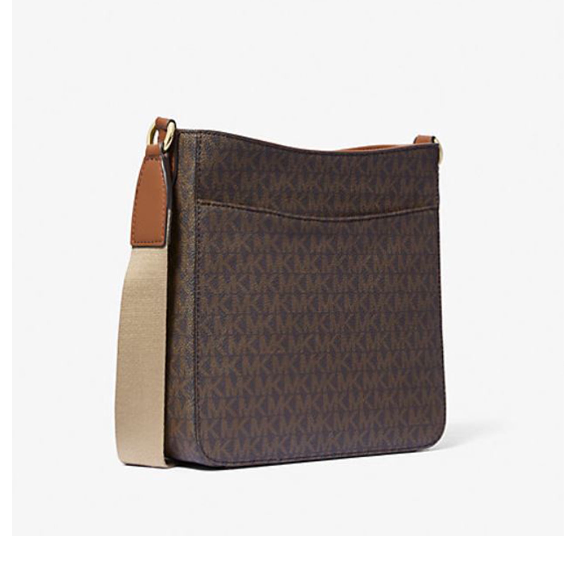 Michael Kors Women's Jet Set Travel Small Signature Logo Top Zip Messenger Crossbody Bag (Brown)
