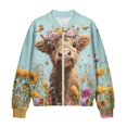 thumbnail image 4 of Xixirimido Women's Bomber Jackets Lightweight Zip Up Jacket Casual Vasity Jacket Coat Outerwear Windbreaker with Pockets, Highland Cow Butterfly Floral, 3X-Large, 4 of 7