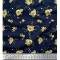 thumbnail image 1 of Soimoi Blue Cotton Duck Fabric Leaves & Sunflower Floral Print Fabric by Yard 56 Inch Wide, 1 of 3
