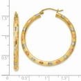 thumbnail image 4 of Primal Gold 14 Karat Yellow Gold, White and Rose Rhodium Textured Hoop Earrings, 4 of 4