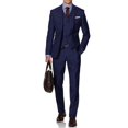 thumbnail image 3 of Conjunto de traje de hombre sólido de dos botones ajustado para boda, traje formal de negocios, traje de 3 piezas, traje de chamarra, chaleco y pantalones, marino, X-Small, 3 of 7