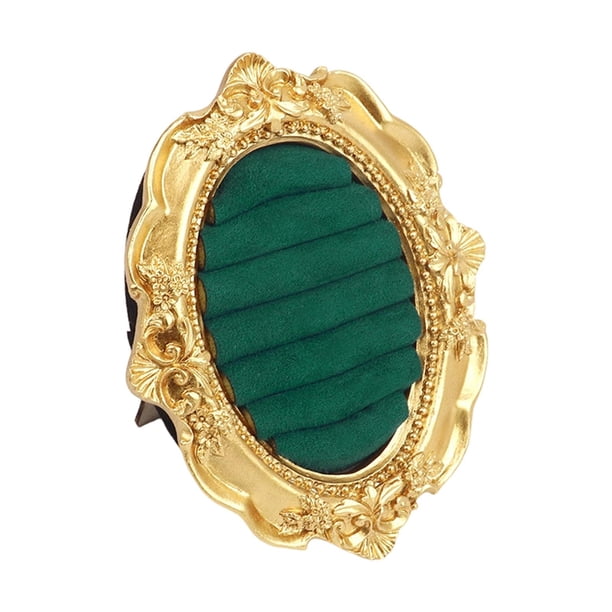 Bandeja de joyería de terciopelo barroco, soporte de resina para anillos y pendientes, expositor para boutique verde
