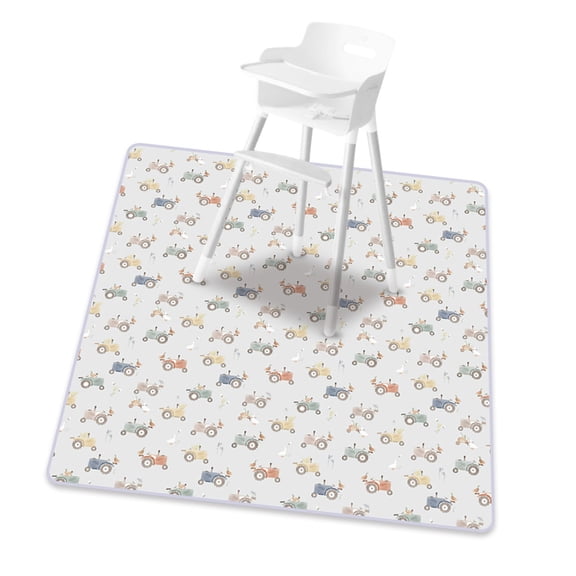 Toddler Feeding Mat Cartoon Pattern Foldable and Lightweight Spill Mat for High Chairs and Baby Crawling Activity