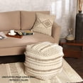 thumbnail image 3 of REDEARTH · UNSTUFFED Pouf Ottoman Cover Textured Boho Storage Cube Bean Bag Poof Pouffe Farmhouse Footrest for Living Room, Bedroom, Nursery; 100% Cotton (18"X18"X18"; Taupe Natural), 3 of 8