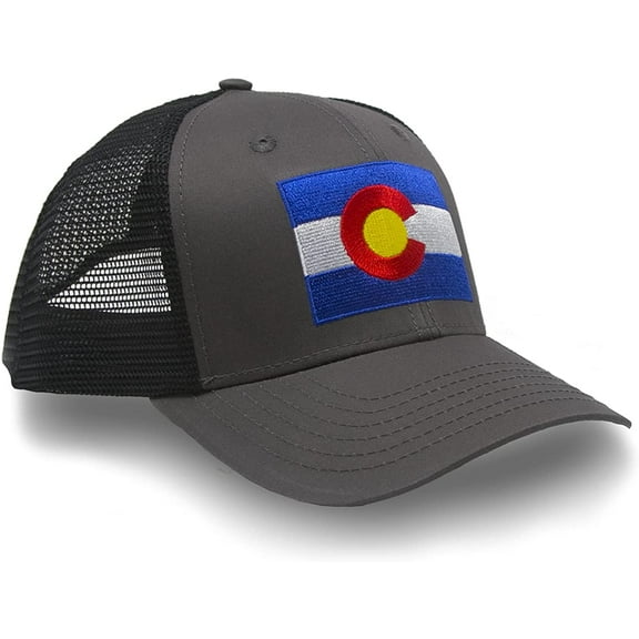 International Tie Colorado Black Baseball Hat Adjustable One Size Trucker Cap, Baseball, Snapback, Hat Mesh Back with an Embroidered Patch