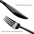 thumbnail image 4 of 18/10 Stainless Steel Flatware Set Hand Forged Silverware Set Black Cutlery Set Round Hammered Handle Mirror Finished Heavy Duty 20 count Service for 4, 4 of 6
