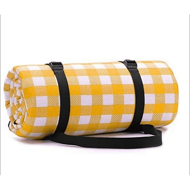 Manta de picnic plegable e impermeable para camping y jardín, 150 x 200 cm, color amarillo