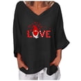 thumbnail image 2 of YUNAFFT Womens Tops Casual Loose Fashion Women Valentine V-neck Casual Cotton Jumper Tops Ladies Heart T-Shirt On Sale, 2 of 3