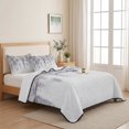 thumbnail image 5 of Queen Quilt Set 90''x96'', Purple Spring Floral Lightweight Bedspread Coverlet Set with 2 Pillow Shams, Summer Botanical Weeping Vintage Breathable All Season Quilt Bedding for Bedroom/Guest Room, 5 of 9