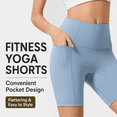 thumbnail image 5 of Women's High Waisted Biker Shorts with Pockets, Nylon Spandex Yoga Workout Shorts, Tummy Control, 1 Pack, 5 of 10