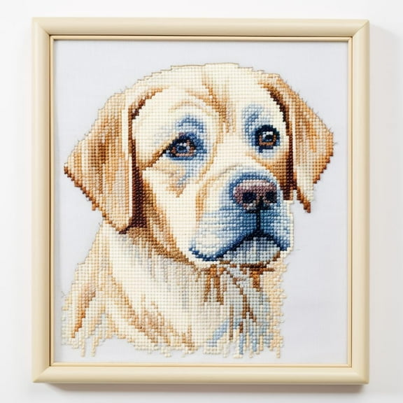 Labrador Puppy Dog 5D Diamond Art Painting by Number Kits for Adults DIY Paint with Full Drill Round Diamond Gems Painting Art Craft for Home Wall Decor 13.8x13.8inch