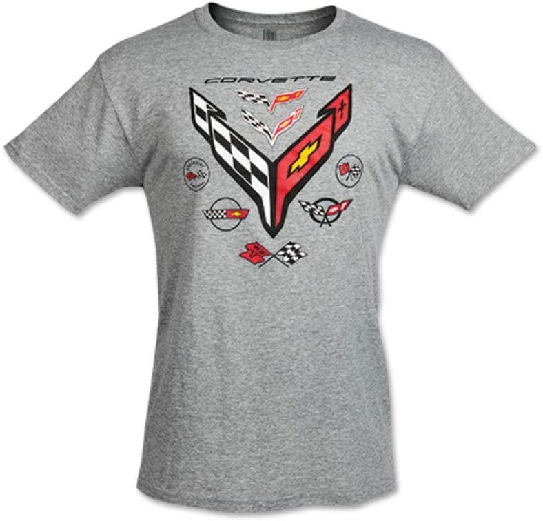 C8 Next Generation Corvette 8 Generations Badge T Shirt Gray Large