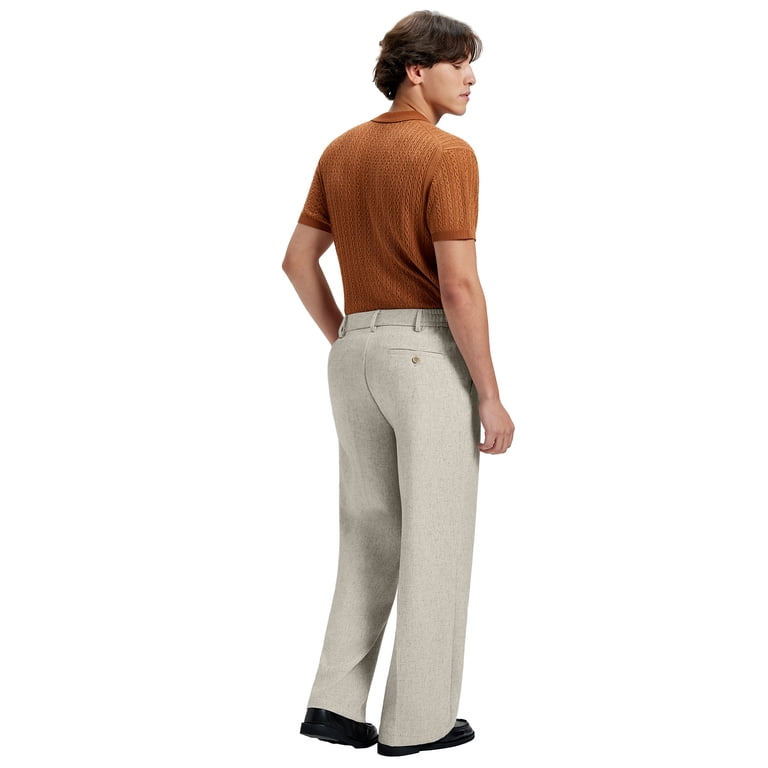 baggy dress pants men JMIERR Mens Casual Lightweight Pleated Old Money Wide Leg Pants Loose Relaxed Fit Trousers at Amazon Men's Clothing store quality materials Vintage Black Textile Pleated Men