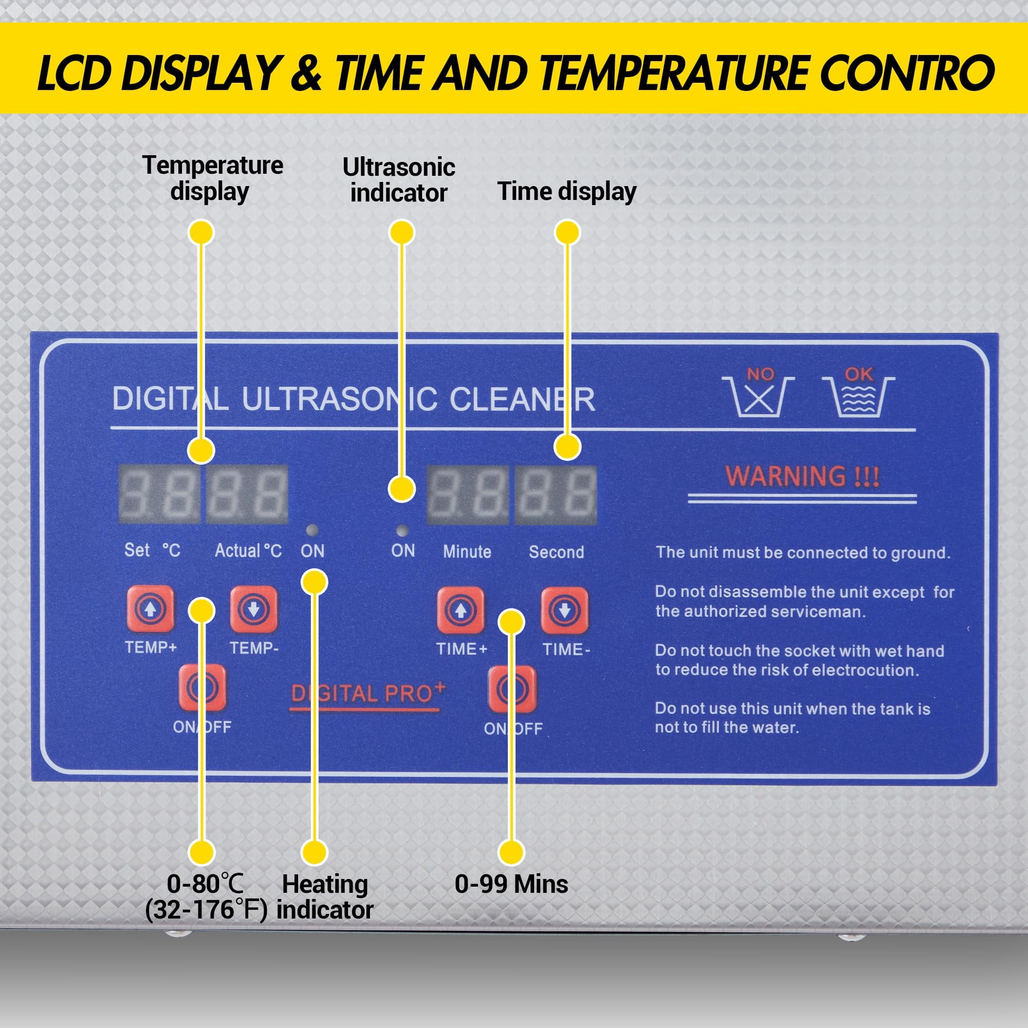 10 L Commercial Ultrasonic Cleaner with Heater & Digital Timer - 40kHz Professional Cleaning Machine for Jewelry, Glasses, Dentures, Tools,240 W