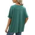 thumbnail image 2 of Fangasis Women Summer Tops Crew Neck T-shirt Short Sleeve T Shirt Ladies Loose Tunic Blouse Solid Color Beach Tee Dark Green M, 2 of 3