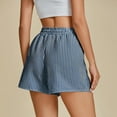 thumbnail image 3 of Ofertas Flash! lcziwo Womens Striped Shorts Drawstring Elastic Waisted Wide Leg Shorts Baggy Comfy Casual Summer Beach Shorts Blue M, 3 of 8
