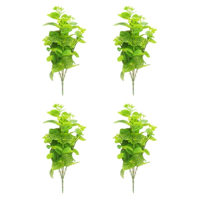 Bearachild Planta simulada verde de bajo mantenimiento 4x para decoración interior y exterior Planta falsa interior o exterior Decoración