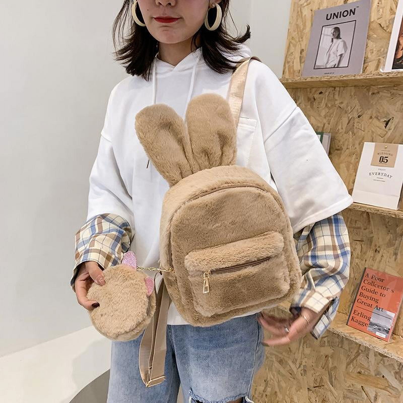Brown Rabbit Handbag Girls Shoulder Bag Rabbit Bag Real Fur Backpack W –  SunnyBunnyCrochet