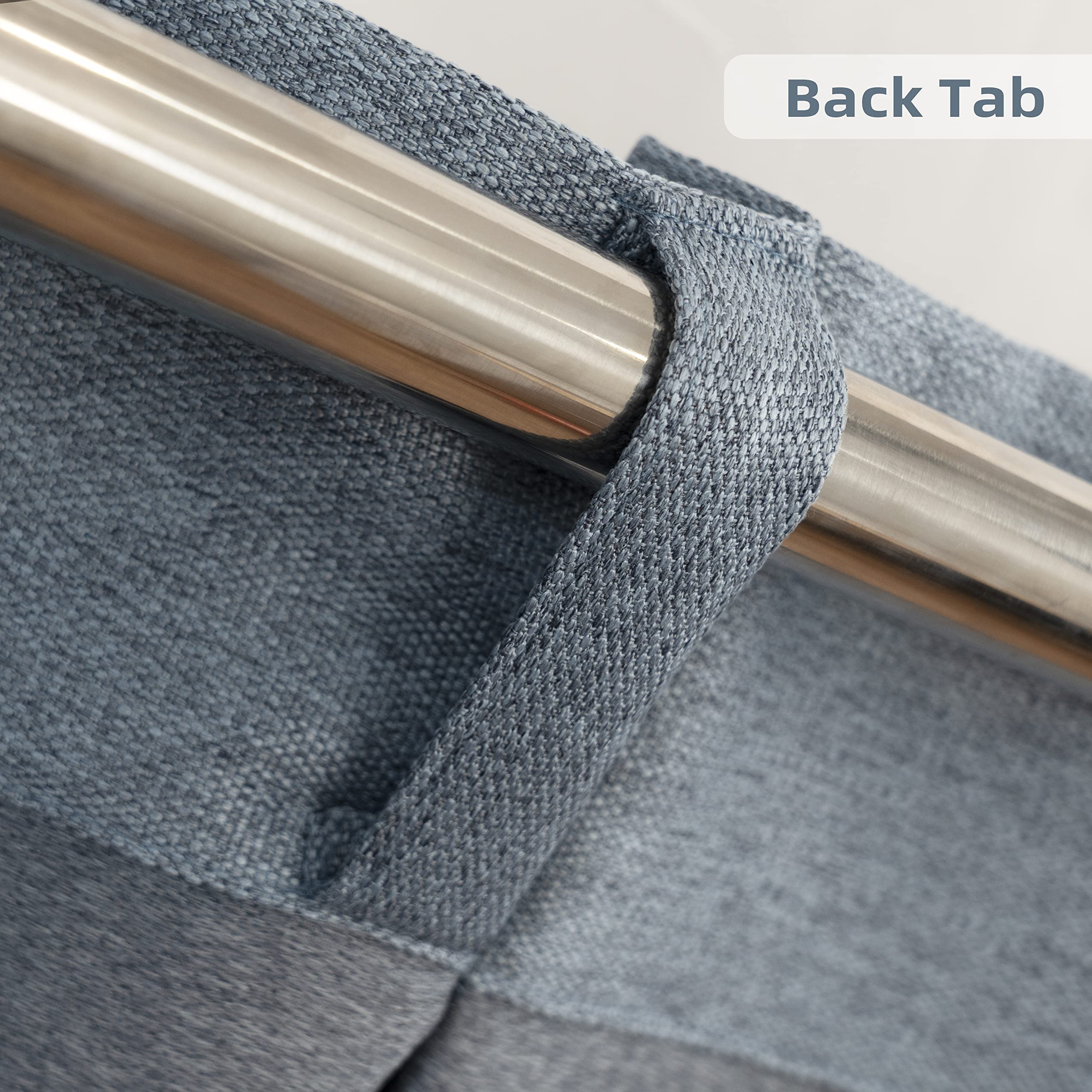 DriftAway Pinch Pleat Valance for Kitchen Window Blackout Faux Linen Textured Solid Valance for Living Room 16 Inch Farmhouse Window Treatment Back Tab 52x16 Dusty Blue