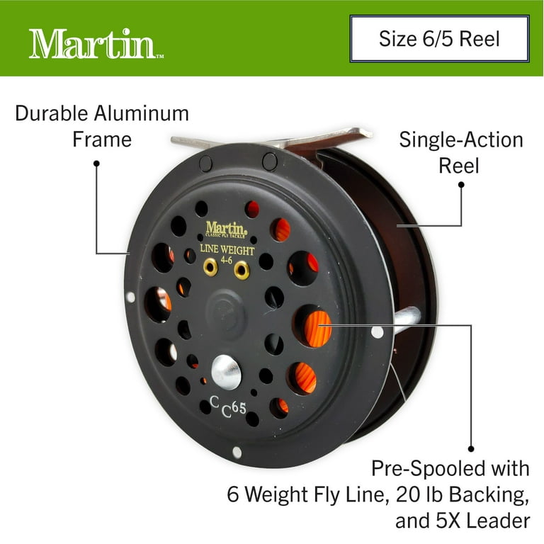 Martin Caddis Creek 6/5 Single Action Fly Fishing Reel - Walmart.com