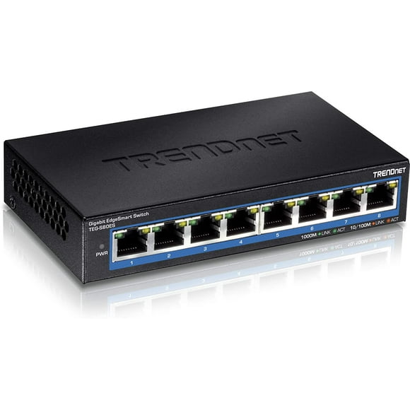 TRENDnet 8-Port Gigabit EdgeSmart Switch, 8 x Gigabit Ports, 16Gbps Switch Capacity, Ethernet Network Desktop Switch,