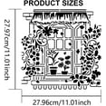 thumbnail image 2 of Window Flower Stencils 11.8×11.8inch Large Potted Plants Curtain Rose Vine Stencil with Paint Brush Garden Blooming Flower Window Sill Scenery Drawing Template for Fabric Walls Furniture, 2 of 9