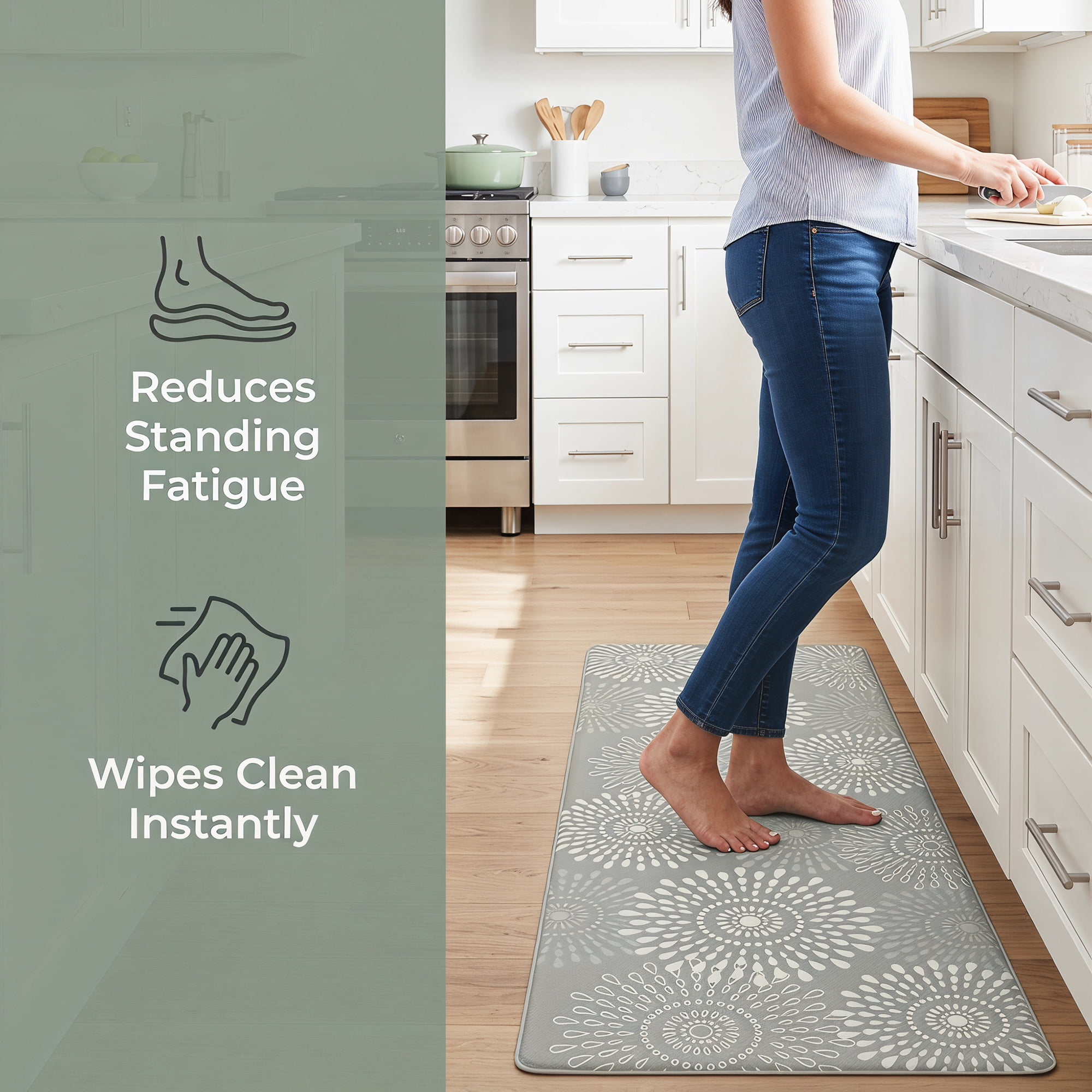 Unique Bargains Cushioned Waterproof Non-Slip PVC Standing Mat Khaki 47" x 17"