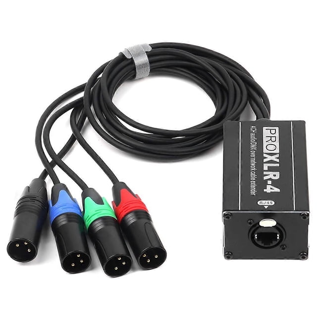 RJ45 to 4 Channel XLR Audio 3 Pin DMX Splitter for Snake Cable Network Extension for Stage or Studio