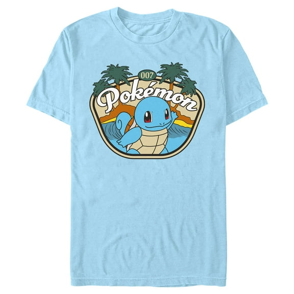 Men's Pokemon Beach Squirtle Graphic Tee Light Blue X Large