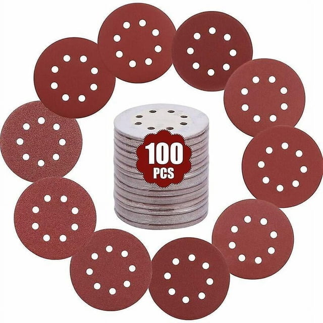 100 Pack 125mm Sandpaper Sanding Discs 10 Sheets Per Grit Orbital Sanding Pads for Oscillating Multi Tool - F1602000101 Thisnde