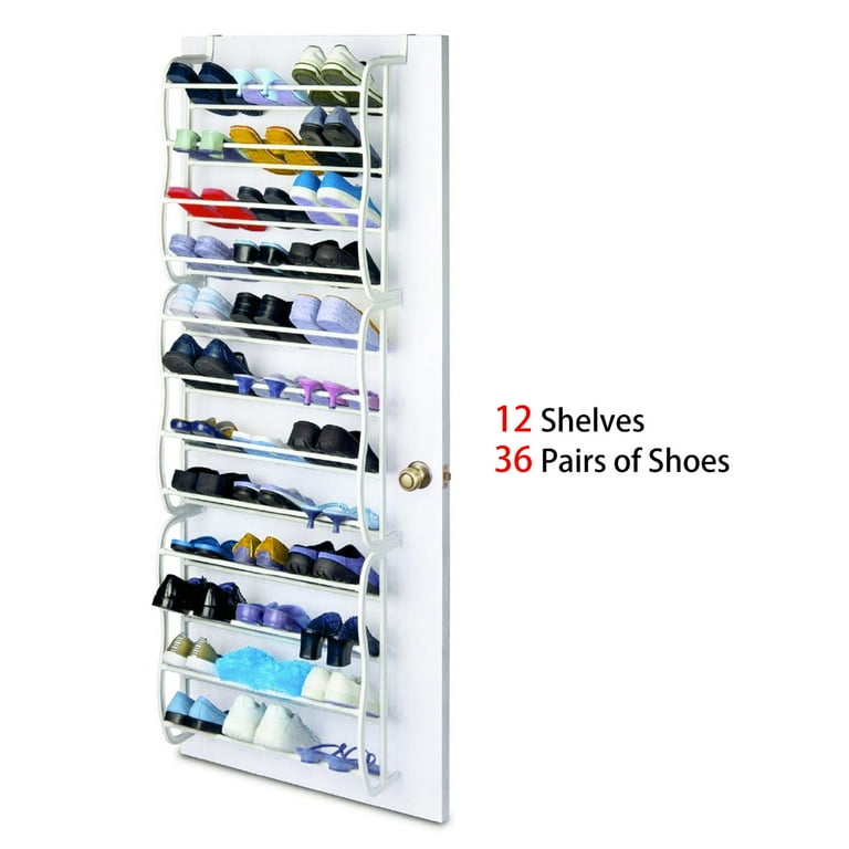 Zimtown 36Pair Over-The-Door 36 Pair 12 Layers Shoe Rack Metal Frame Wall  Hanging Closet Organizer Holder Closet Storage