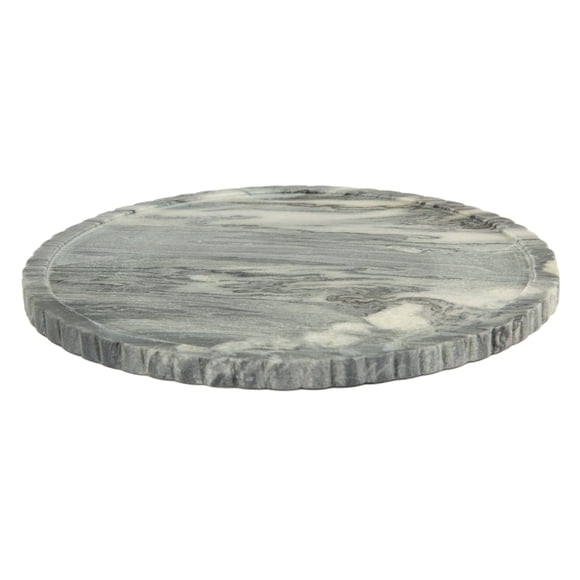 Elora Grey Marble Round Tray Ribbed Edge