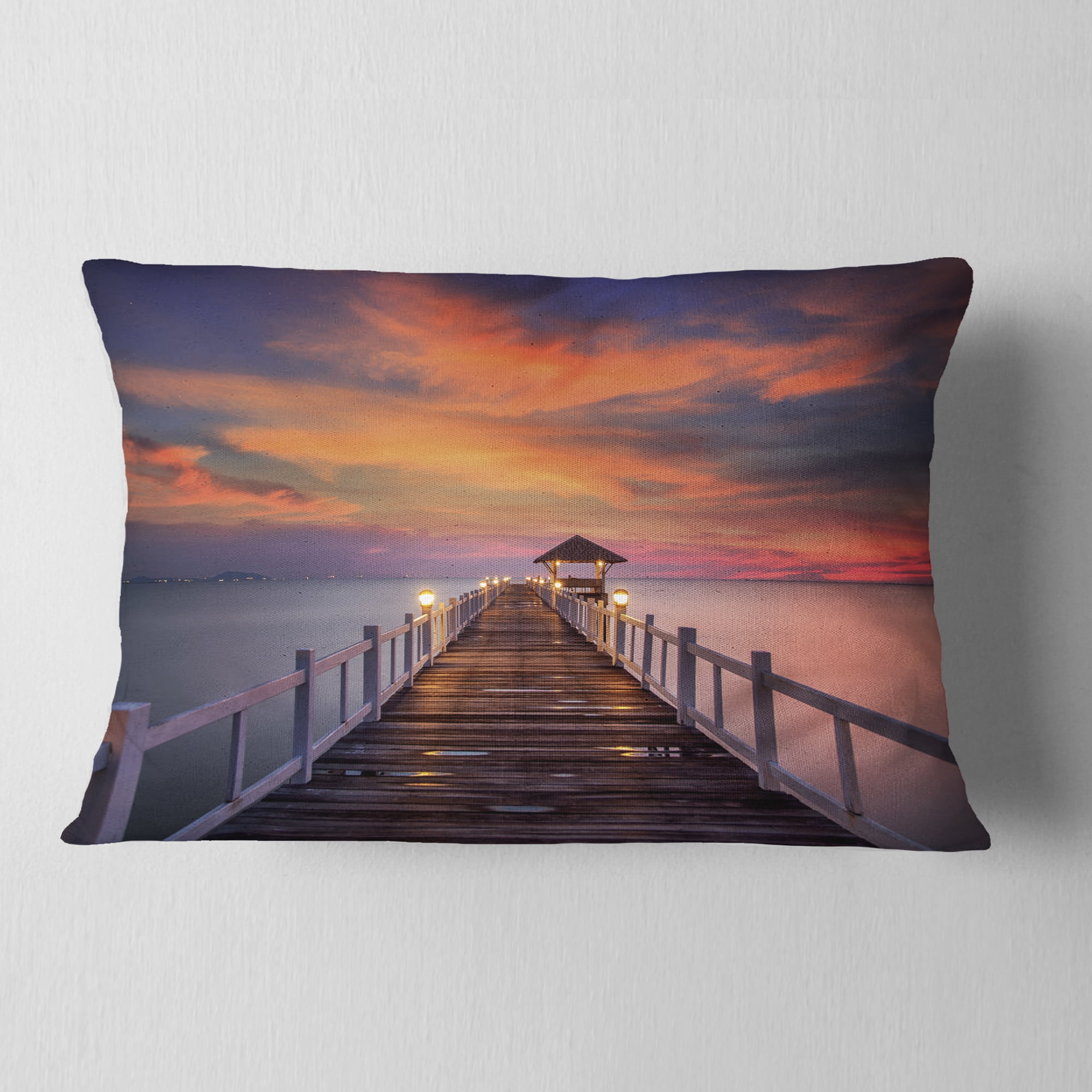 Designart 12" x 20" Pier & Bridge Polyester Throw Pillow