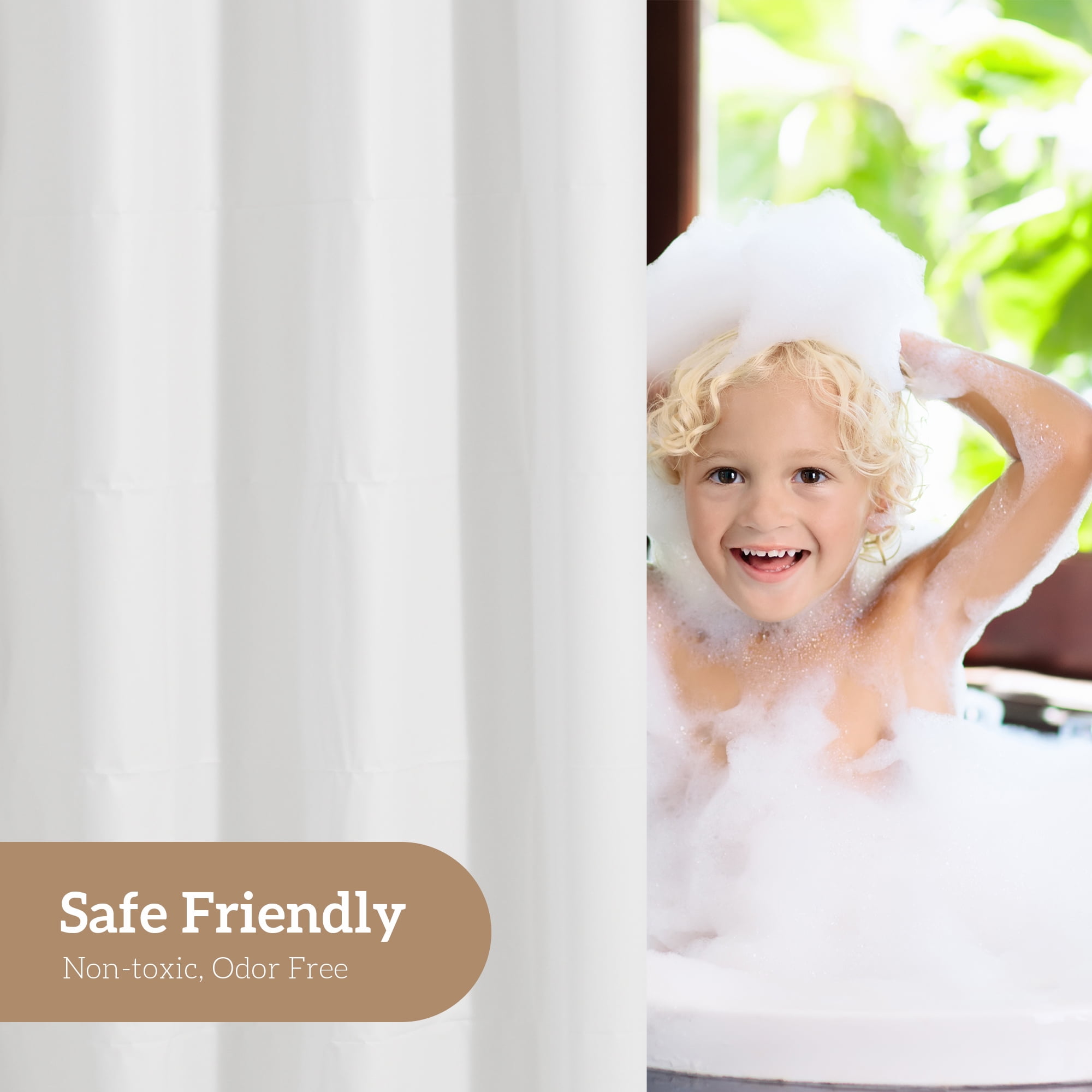 "Barossa Design PEVA Shower Curtain Liner, 36""x72"", White, Mildew Resistant, Weighted Small Size" (图4)