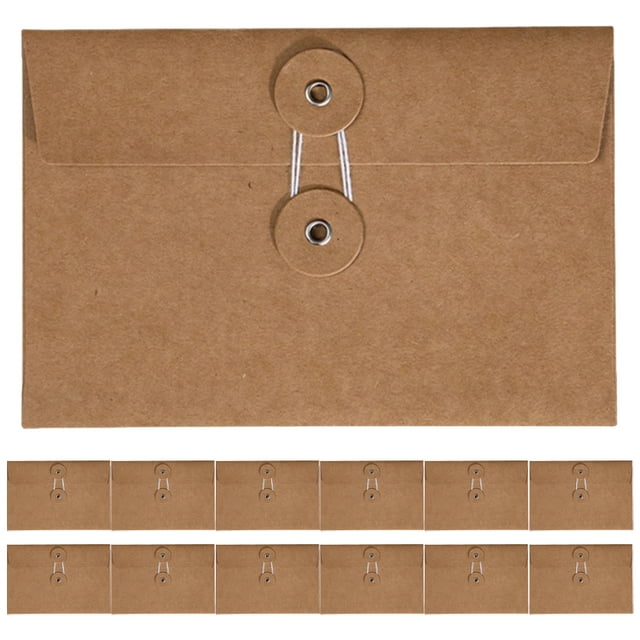 Shisuyan 20pcs Vintage Kraft Paper Envelopes With String Closure For Office Organization Document Storage Greeting Cards Kraft Paper Envelope Storage Bag