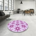 thumbnail image 4 of Ahgly Company Machine Washable Indoor Round Transitional Blossom Pink Area Rugs, 3' Round, 4 of 7
