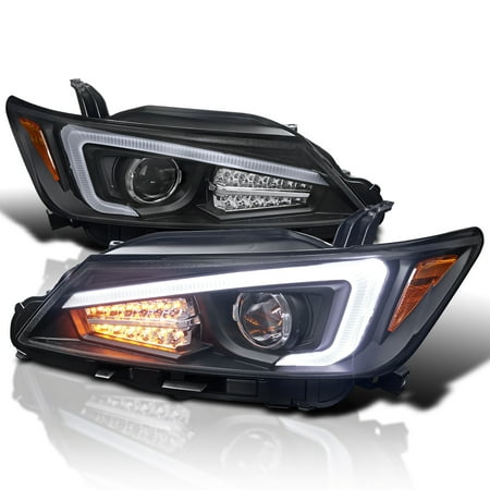 Spec-D Tuning Black Projector Headlights W/ LED Signal & LED Strip Compatible with 2011-2013 Scion tC Left + Right Pair Headlamps Assembly