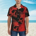 thumbnail image 2 of Fotbe Red And Black Abstract Skull Camisa Hawaiana para Hombre Unisex – Camisa Casual de Verano con Botones de Manga Corta de Algodón y Lino,Small, 2 of 7
