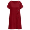 thumbnail image 2 of LIaqionyy Women's T Shirt Dress Short Sleeve Summer Casual Button down Crew Neck Sundresses Mini Dresses, 2 of 7
